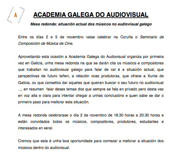 Situación dos músicos no audiovisual galego 2006